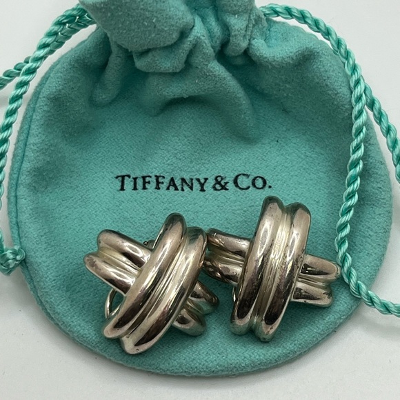 Vintage Tiffany & Co. 1990 Sterling Silver Signature X Earrings - Picture 2 of 7